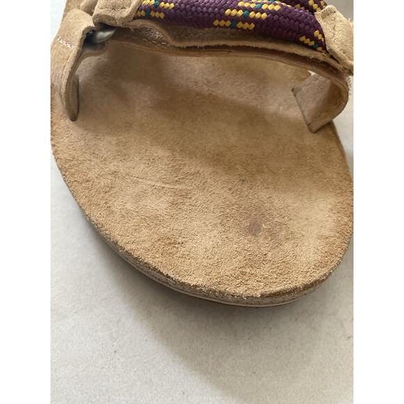 Teva Sandals Wedge Flats Cross Strap Color Block Suede - Picture 3 of 11